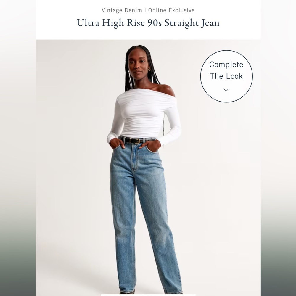 NWT A&F Vintage Stretch Denim | 
Curve Love Ultra High Rise 90s Straight Jean